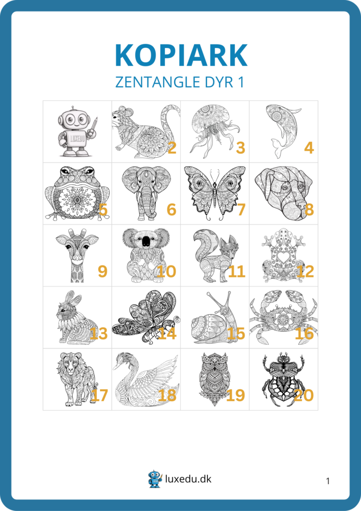 kopiark zentangle dyr 1